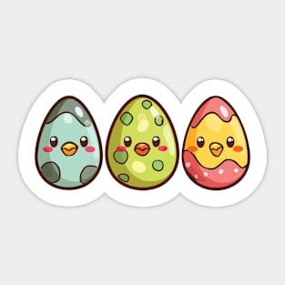 3 cute easter eggs happy easter Sticker